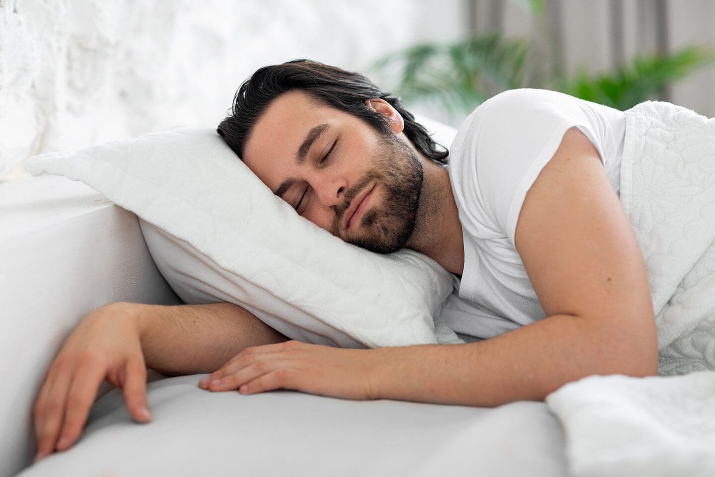 sleeping in a bed